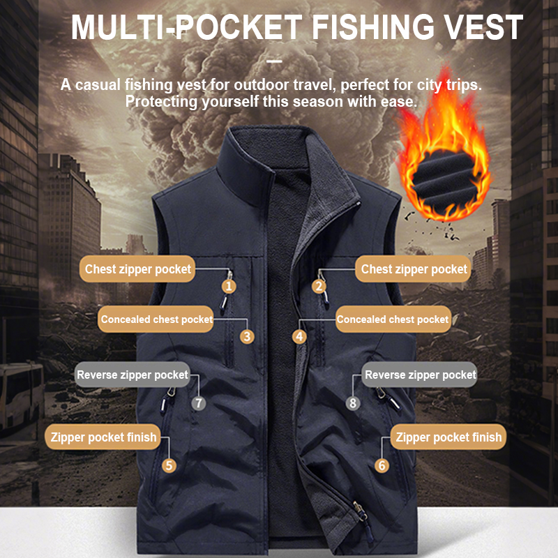 🧥👕 Męska kurtka bez rękawów oversize z kieszeniami