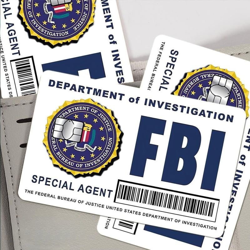 Zestaw skórek kart Secret Agent: wzory FBI/ICE • Naklejki na cosplay i prezenty