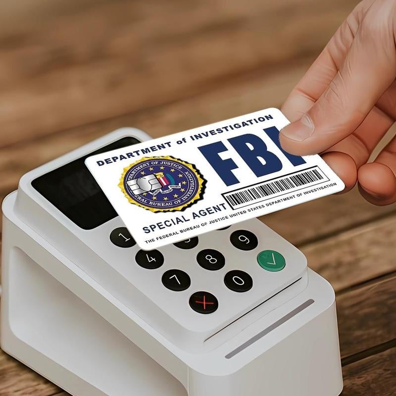 Zestaw skórek kart Secret Agent: wzory FBI/ICE • Naklejki na cosplay i prezenty