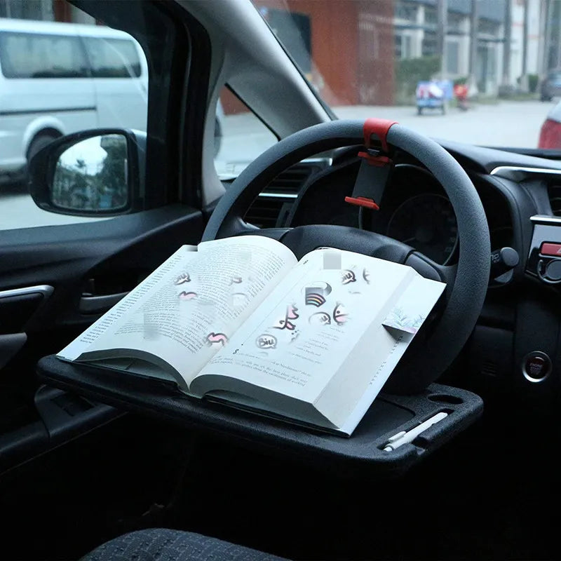 Wielofunkcyjny stolik samochodowy – uchwyt na kierownicę, pod laptopa, talerz do jedzenia i mini biurko do auta