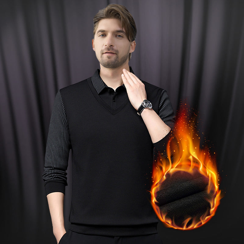 ✨Fałszywy dwuczęściowy sweter męski z ciepłą dzianiną👔👔