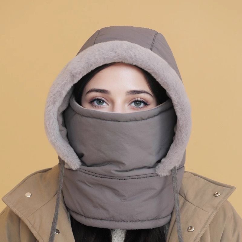 Czapka termiczna unisex z grubszym materiałem, polarową podszewką i dołączoną osłoną na twarz❄️