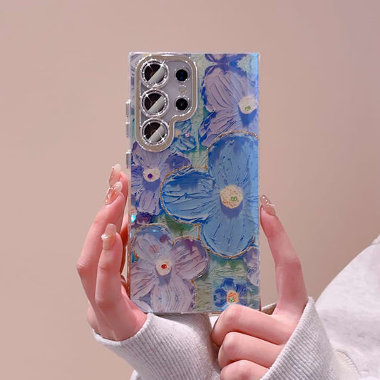 Ins Hot Oil Painting Flower Etui na Samsunga/iPhone'a z folią ochronną na obiektyw